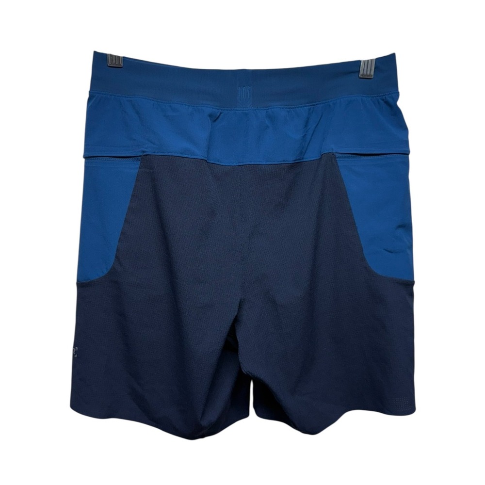 Lululemon Namaste At The Beach Short 8"‎ Men Sz S Blue Black Colorblock Lined - Picture 2 of 6